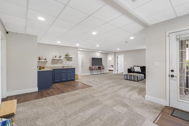 604 N Cascades Dr, Nixa, MO 65714 - bar featuring baseboards, carpet flooring, recessed lighting, and wood finished floors