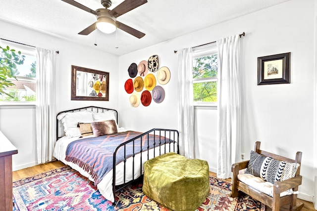 801 N Myrtle St, Pierce City, MO 65723 - bedroom featuring multiple windows, wood finished floors, and a ceiling fan