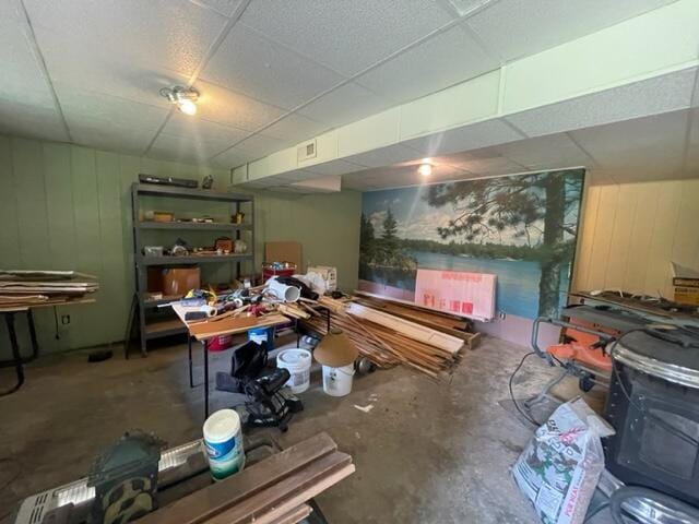 10694 Red Spring Rd, Mountain Grove, MO 65711 - finished basement with a drop ceiling and wooden walls