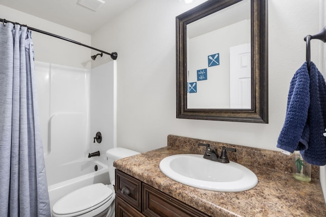 131 Lake Beach Ln, Hollister, MO 65672 - full bath with vanity, toilet, and shower / bathtub combination with curtain