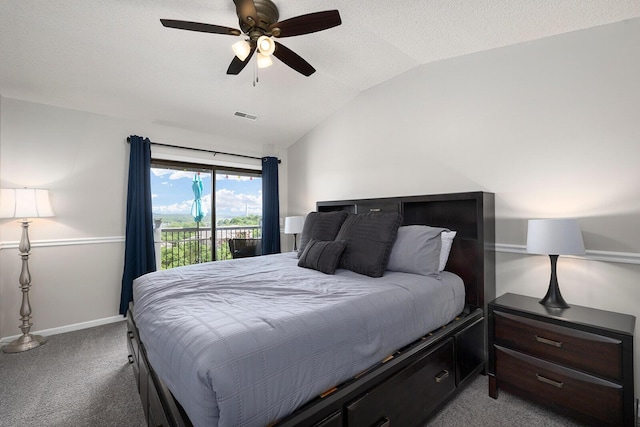 10 Treehouse Ln Unit 11, Branson, MO 65616 - carpeted bedroom featuring lofted ceiling, access to outside, baseboards, and a ceiling fan