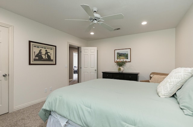 2539 S Forrest Heights Ave, Springfield, MO 65809 - bedroom featuring carpet, recessed lighting, baseboards, and a ceiling fan