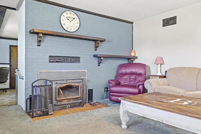5680 N Farm Rd Unit 215, Strafford, MO 65757 - living area featuring carpet floors, a textured ceiling, and ornamental molding