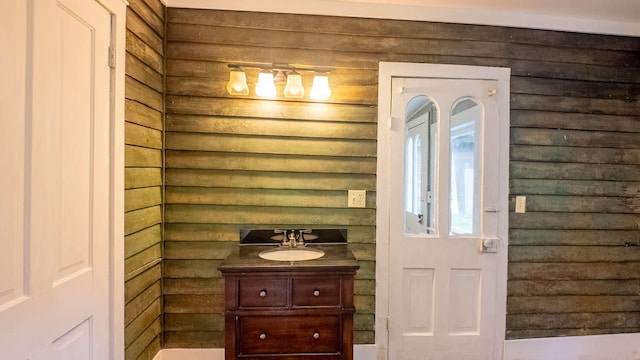 222 Poplar St, Thayer, MO 65791 - bathroom with vanity and rustic walls