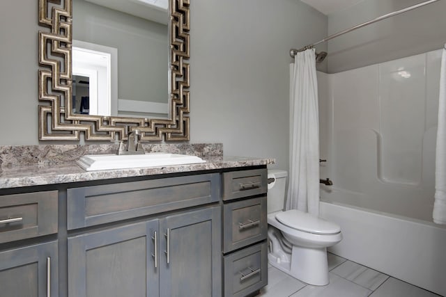 622 N Rockingham Ave, Nixa, MO 65714 - bathroom with toilet, vanity, tile patterned flooring, and shower / bath combination with curtain