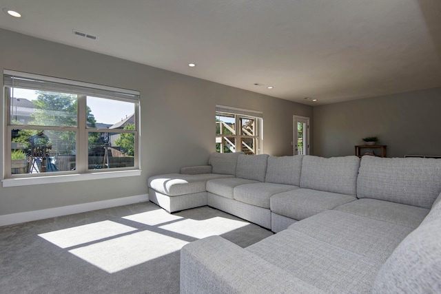 622 N Rockingham Ave, Nixa, MO 65714 - living area featuring baseboards, carpet, and recessed lighting