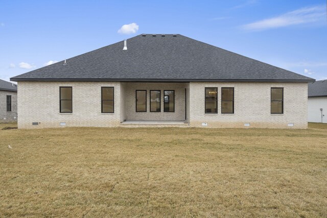 1744 E Cobblestone Dr, Ozark, MO 65721 - rear view of house featuring crawl space, roof with shingles, and brick siding