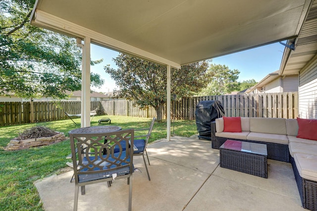 1141 N Hilton Ave, Springfield, MO 65803 - view of patio featuring an outdoor living space with a fire pit and area for grilling