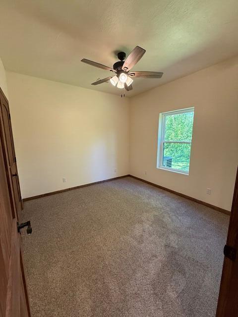 429 E S St, Mountain Grove, MO 65711 - empty room featuring ceiling fan, carpet floors, and baseboards