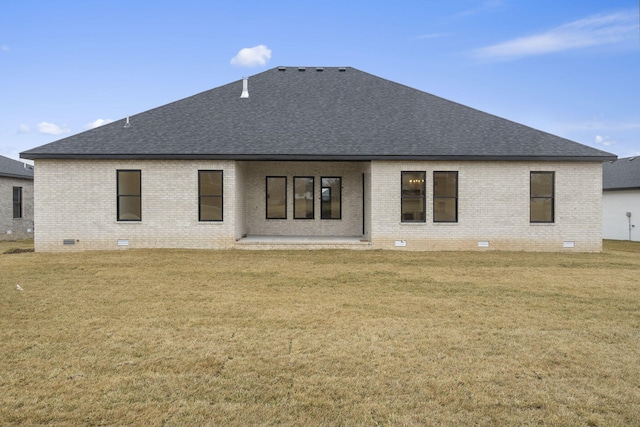 1702 E Cobblestone Dr, Ozark, MO 65721 - rear view of house featuring crawl space, roof with shingles, and brick siding