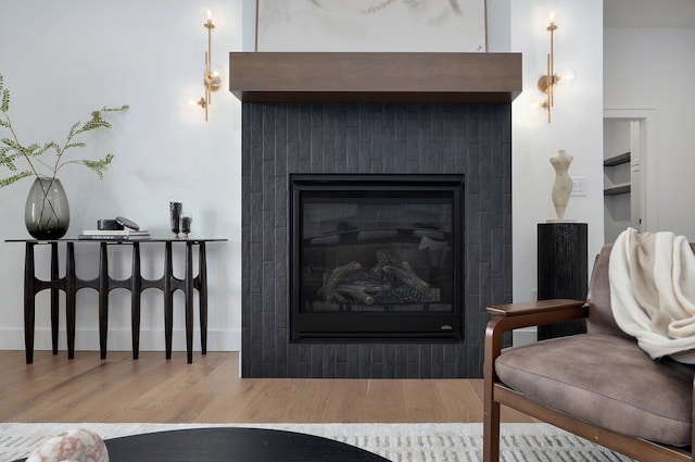 1702 E Cobblestone Dr, Ozark, MO 65721 - detailed view of wood finished floors and a glass covered fireplace