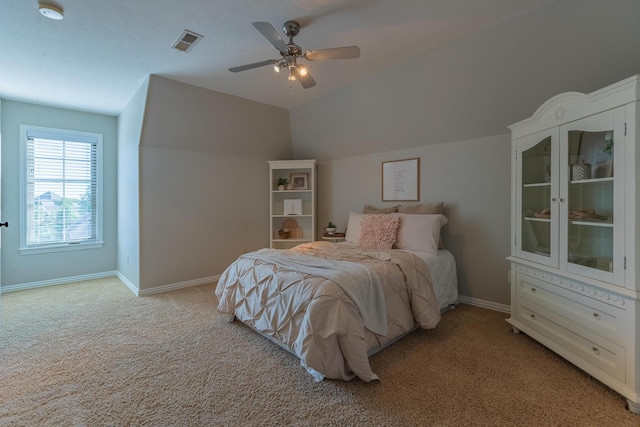 853 E Grafton Dr, Nixa, MO 65714 - carpeted bedroom featuring baseboards, lofted ceiling, and ceiling fan