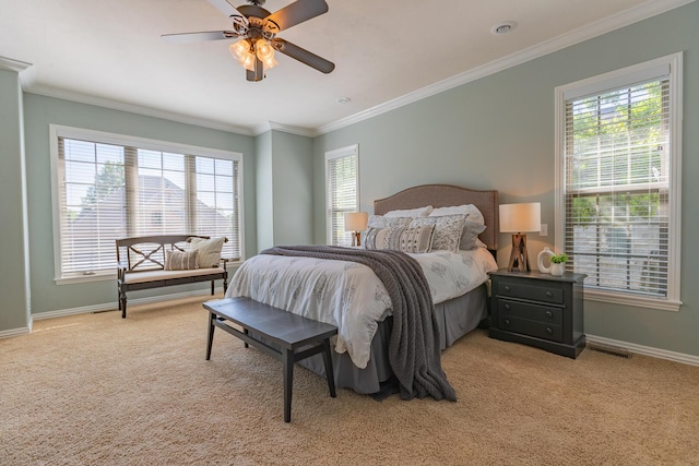 853 E Grafton Dr, Nixa, MO 65714 - bedroom featuring baseboards, light carpet, multiple windows, and crown molding