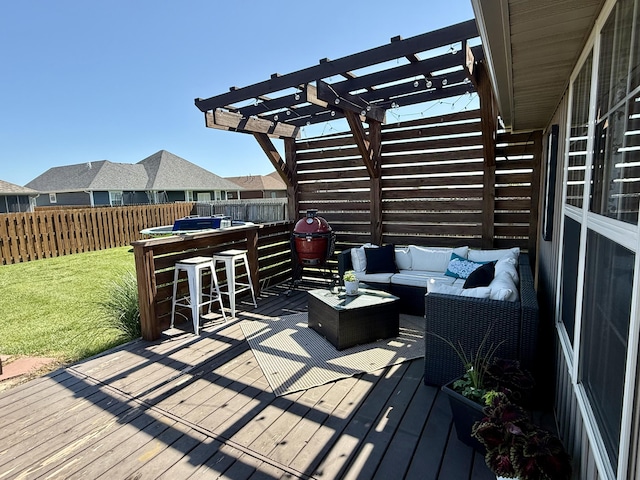 1415 Woodland Rd, Marshfield, MO 65706 - deck with an outdoor living space and a pergola