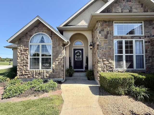 1415 Woodland Rd, Marshfield, MO 65706 - property entrance with stone siding and stucco siding