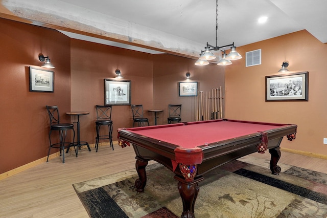 8403 Lawrence Unit 1040, La Russell, MO 64848 - recreation room with baseboards, wood finished floors, billiards, and recessed lighting