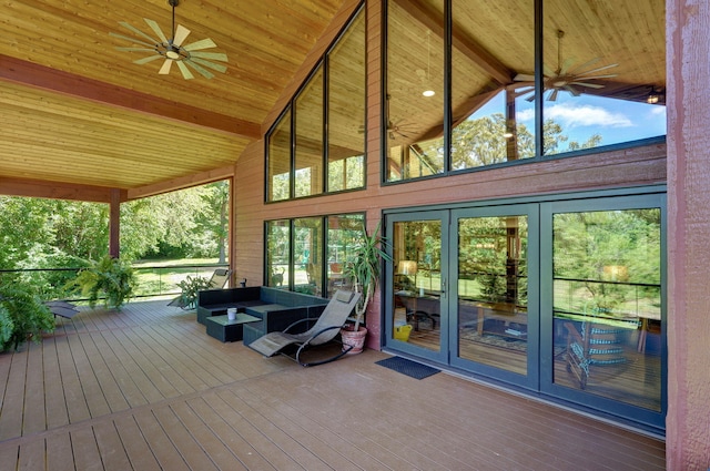 8403 Lawrence Unit 1040, La Russell, MO 64848 - wooden deck featuring french doors and ceiling fan