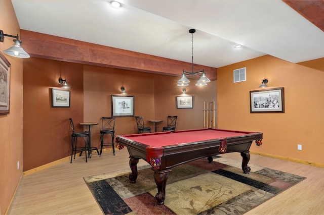 8403 Lawrence Unit 1040, La Russell, MO 64848 - rec room featuring wood finished floors, pool table, and baseboards