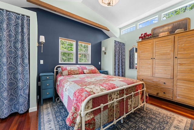 27841 Old Pace Ln, Shell Knob, MO 65747 - bedroom with dark wood-style floors and lofted ceiling