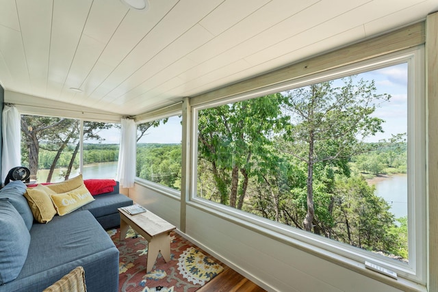 27841 Old Pace Ln, Shell Knob, MO 65747 - sunroom / solarium with a water view and wood finished floors