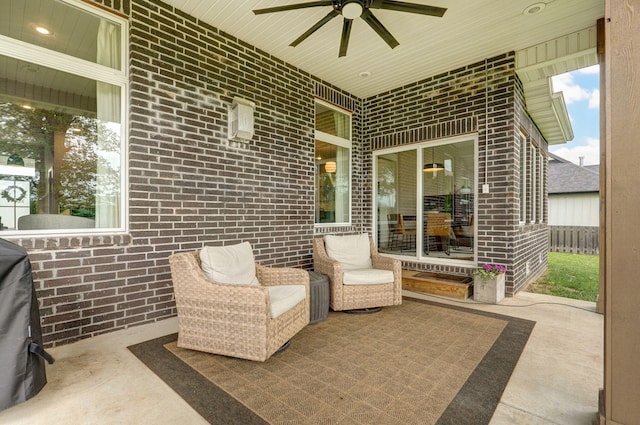 735 N Fox Hill Cir, Nixa, MO 65714 - view of patio / terrace featuring a ceiling fan