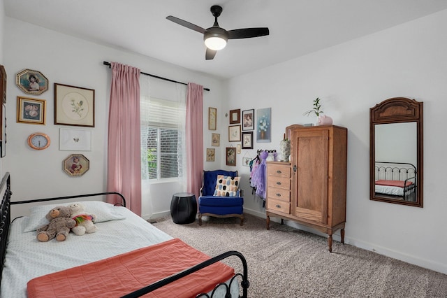 735 N Fox Hill Cir, Nixa, MO 65714 - bedroom featuring light carpet, baseboards, and ceiling fan