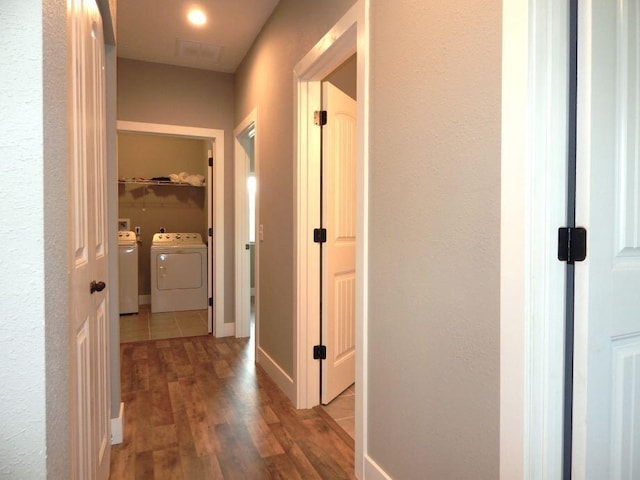 510 Kenny St, Ava, MO 65608 - corridor with separate washer and dryer and wood finished floors