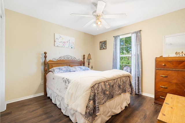 485 Eagle Dr, Forsyth, MO 65653 - bedroom with dark wood-style flooring, baseboards, and a ceiling fan