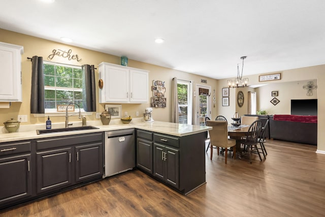 485 Eagle Dr, Forsyth, MO 65653 - kitchen featuring dishwasher, a sink, white cabinetry, light countertops, and recessed lighting