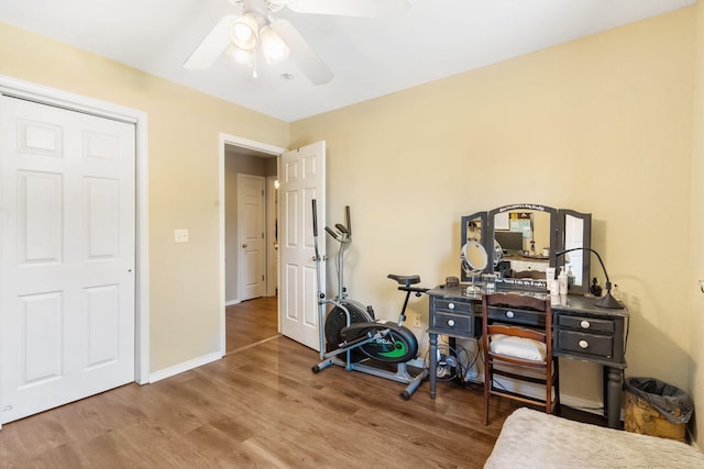 485 Eagle Dr, Forsyth, MO 65653 - office space with wood finished floors, a ceiling fan, and baseboards