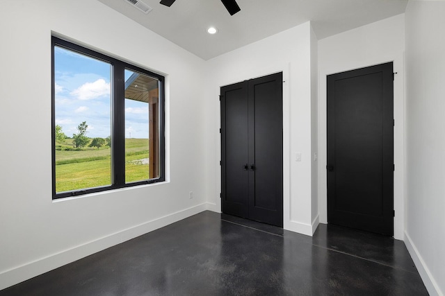 13213 State Highway M, Billings, MO 65610 - unfurnished bedroom featuring finished concrete flooring, recessed lighting, and ceiling fan