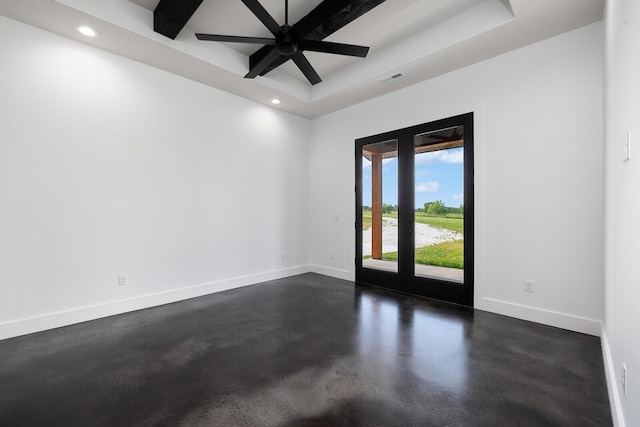 13213 State Highway M, Billings, MO 65610 - spare room with recessed lighting, finished concrete flooring, a raised ceiling, and a ceiling fan