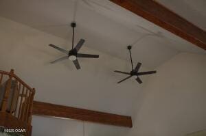 411 N Main St, Diamond, MO 64840 - detailed view of ceiling fan and beam ceiling