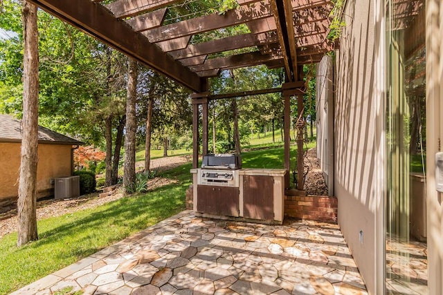903 Silver Bluff Cir, Branson West, MO 65737 - view of patio featuring a pergola and central AC unit