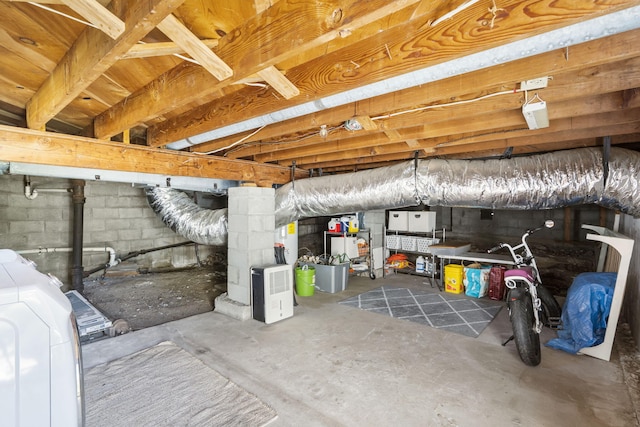 305 Cliff Dr, Branson, MO 65616 - below grade area with concrete block wall and washer / dryer