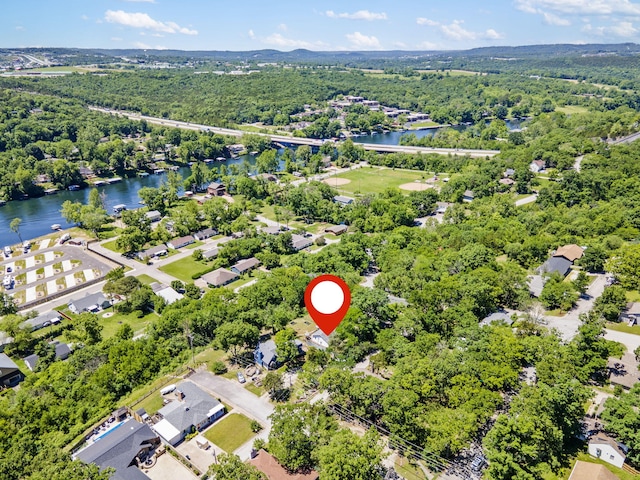 305 Cliff Dr, Branson, MO 65616 - aerial view of property's location featuring a nearby body of water and a heavily wooded area