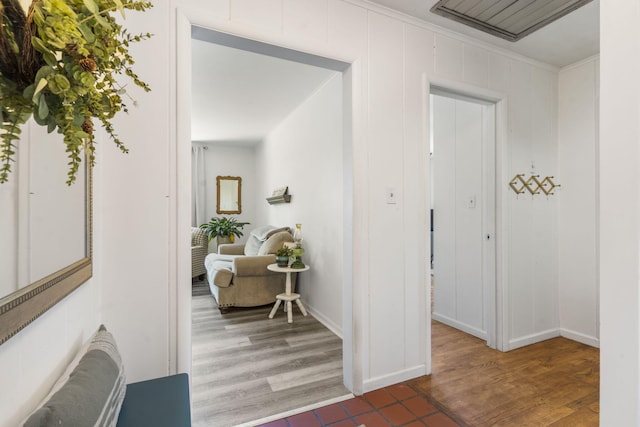 305 Cliff Dr, Branson, MO 65616 - corridor with wood finished floors, baseboards, and ornamental molding