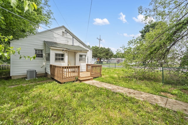 2500 W Mount Vernon St, Springfield, MO 65802 - back of house with a wooden deck and central AC unit