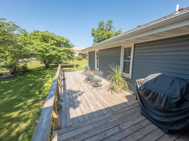 4095 Bell Springs Rd, Marshfield, MO 65706 - deck with a lawn, a grill, and outdoor dining space