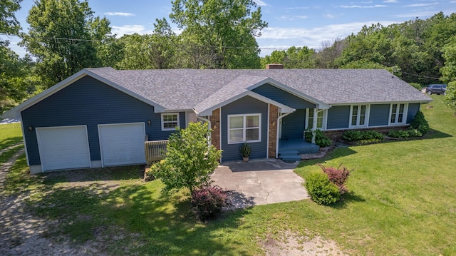 4095 Bell Springs Rd, Marshfield, MO 65706 - single story home featuring brick siding, a front yard, a garage, a shingled roof, and driveway