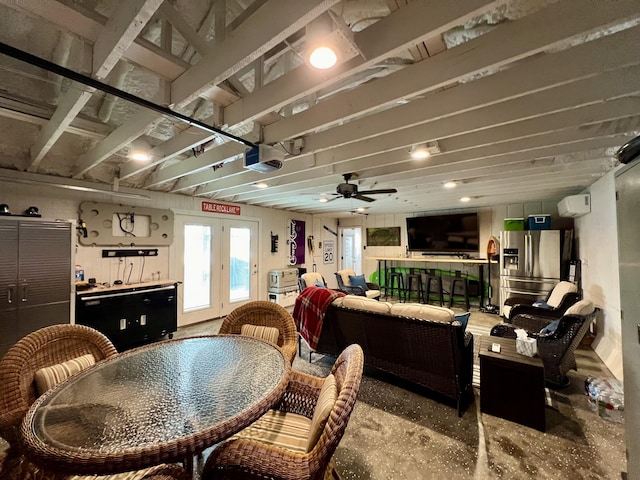21937 Lake Rd Unit M12, Cassville, MO 65625 - dining area with a ceiling fan and an AC wall unit