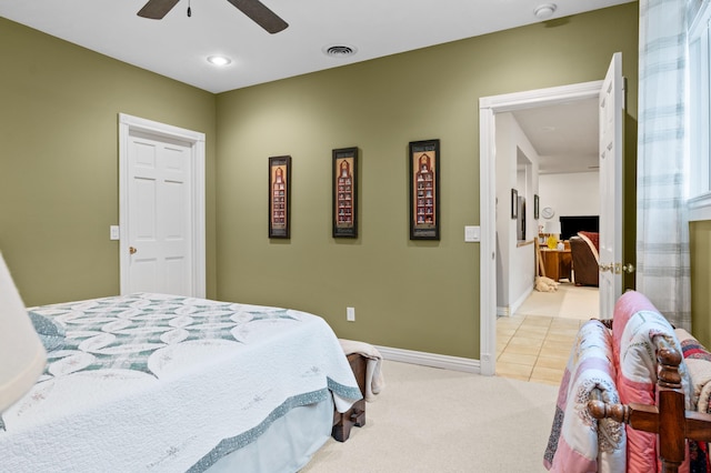 4266 S 94th Rd, Bolivar, MO 65613 - bedroom featuring light colored carpet, baseboards, ceiling fan, and recessed lighting