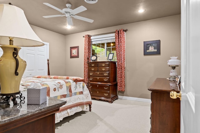 4266 S 94th Rd, Bolivar, MO 65613 - bedroom featuring carpet floors, baseboards, recessed lighting, and ceiling fan