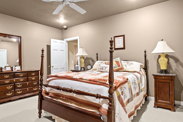 4266 S 94th Rd, Bolivar, MO 65613 - bedroom with light colored carpet, ceiling fan, and baseboards