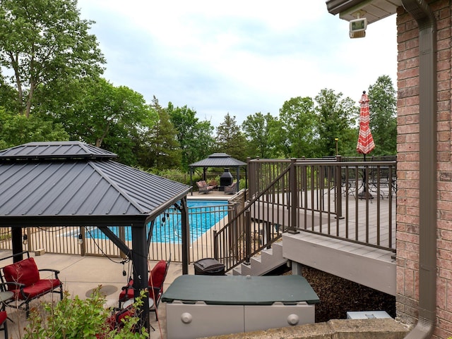 4266 S 94th Rd, Bolivar, MO 65613 - view of pool with a gazebo, view of scattered trees, and a patio area