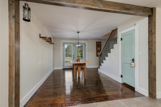439 Union Chapel Rd, Fordland, MO 65652 - dining room with stairway, wood finished floors, and baseboards