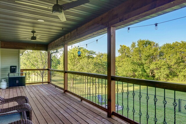 5116 S 165th Rd, Bolivar, MO 65613 - wooden deck featuring a ceiling fan
