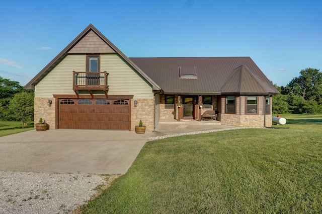 5116 S 165th Rd, Bolivar, MO 65613 - view of front of home with stone siding, concrete driveway, and a front yard