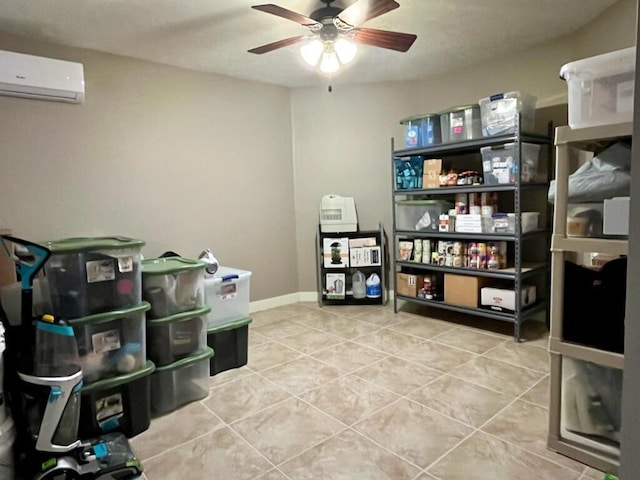 5116 S 165th Rd, Bolivar, MO 65613 - storage room with a wall mounted air conditioner and a ceiling fan