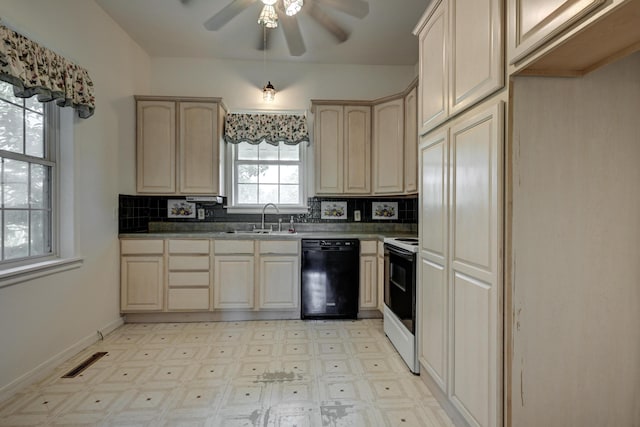 17381 Imperial Rd, Carthage, MO 64836 - kitchen featuring dishwasher, a sink, range with electric stovetop, and light floors